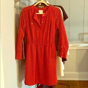 Red Patterned long sleeve dress